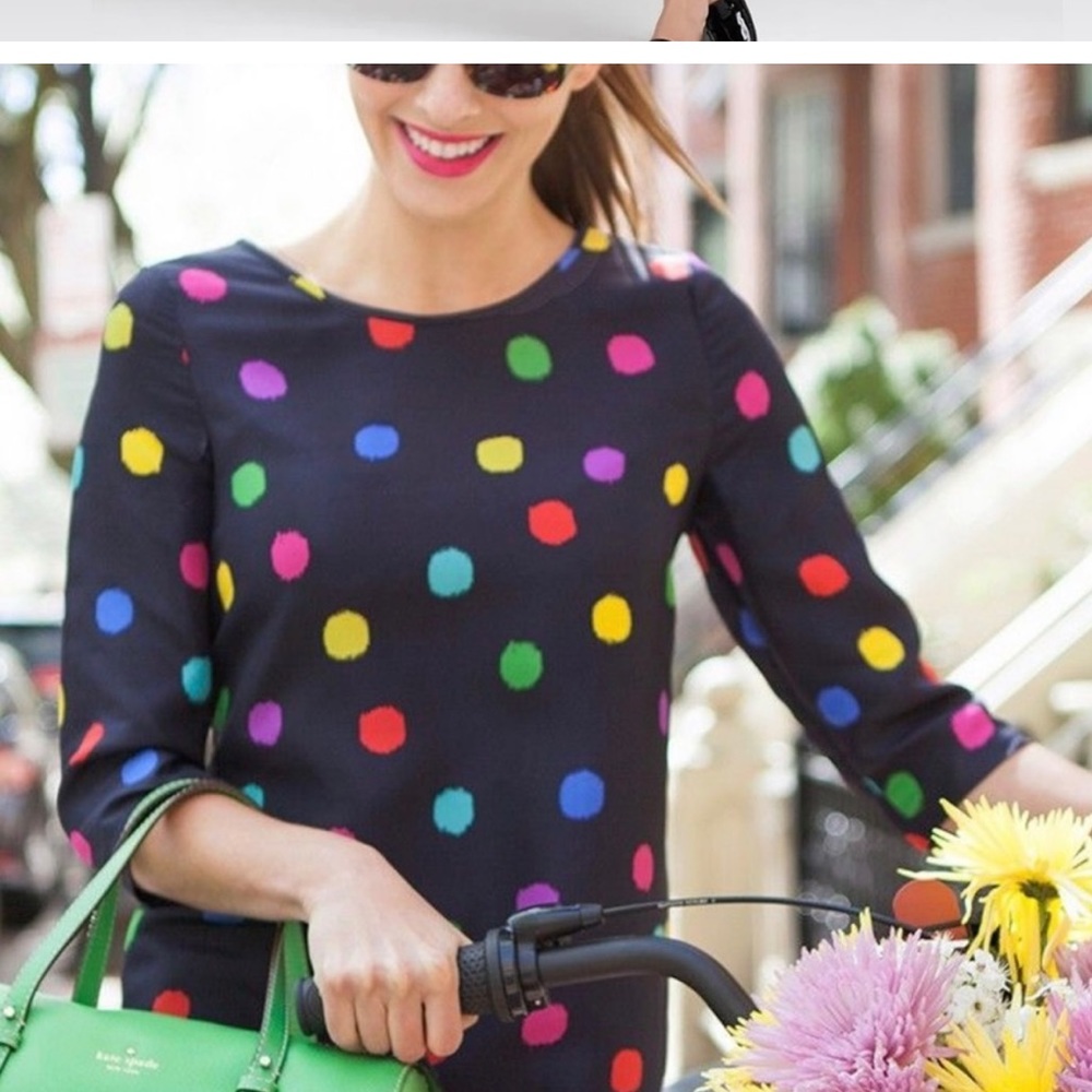KATE SPADE Silk Belina Polka Dot Shift Dress 8 - Picture 4 of 8